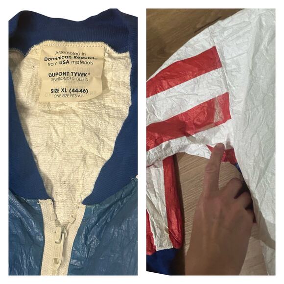 Vintage USA Olympic Tyvek Windbreaker Jacket Zip Up Paper Jacket / XL - - Picture 4 of 4